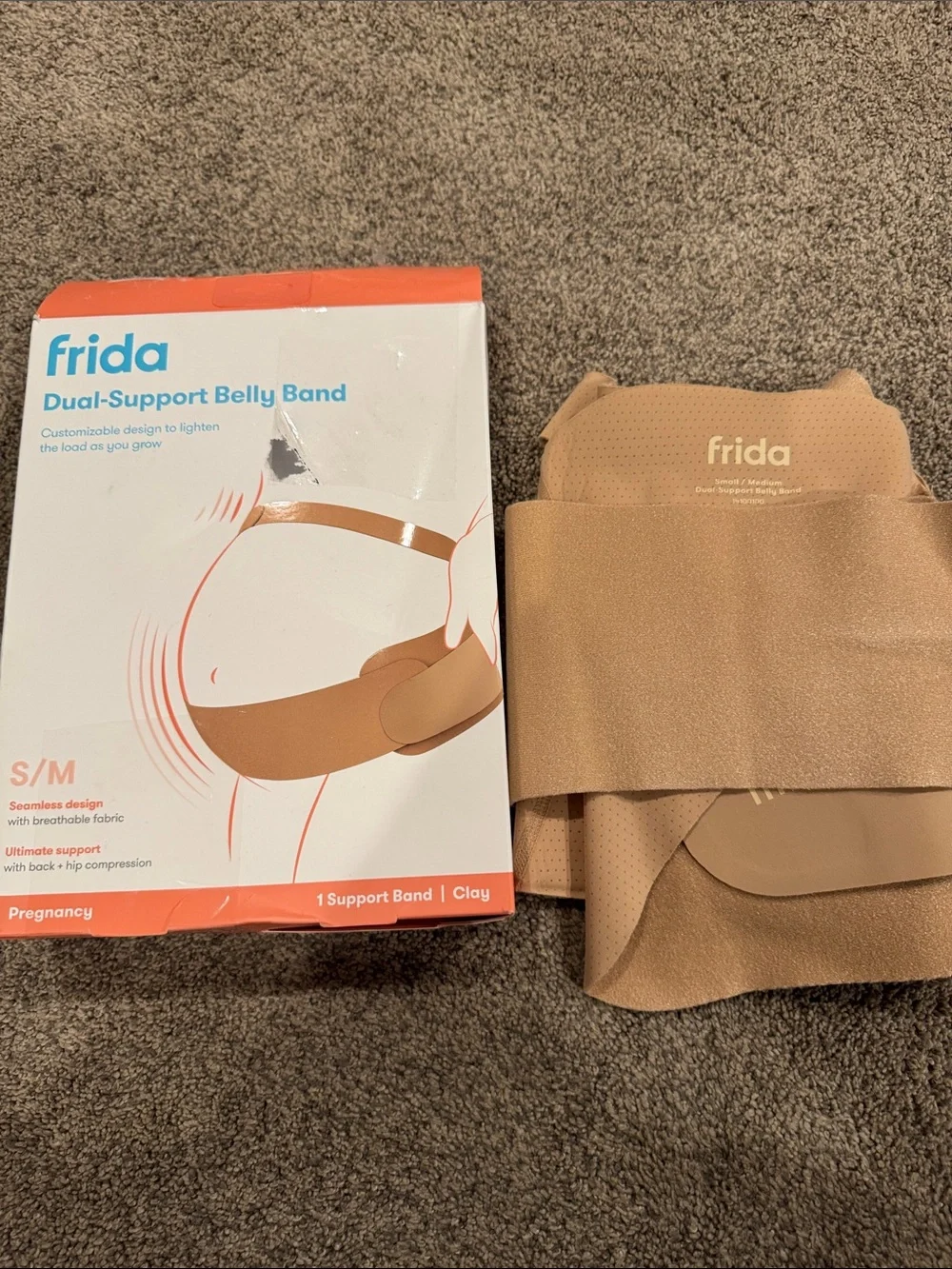 Frida Mom Dual Support Pregnancy Belly Band S/M Clay - Picture 1 of 1